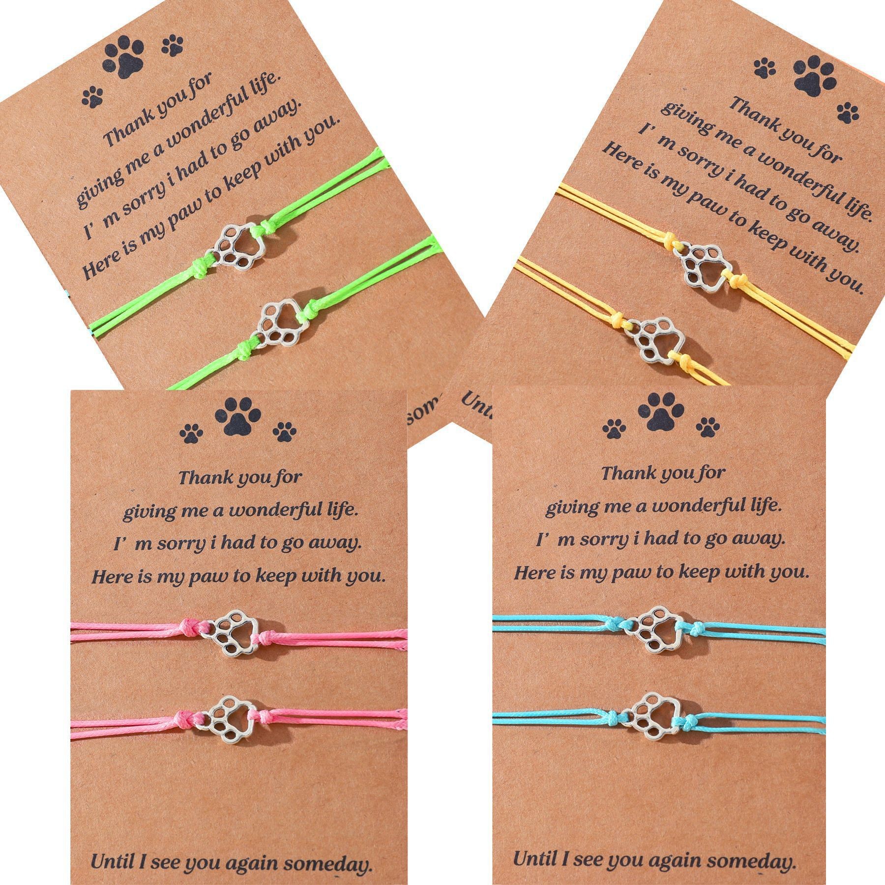 Multicolor Thread Cat Paw Print Hand-knitted Blessing Bracelet