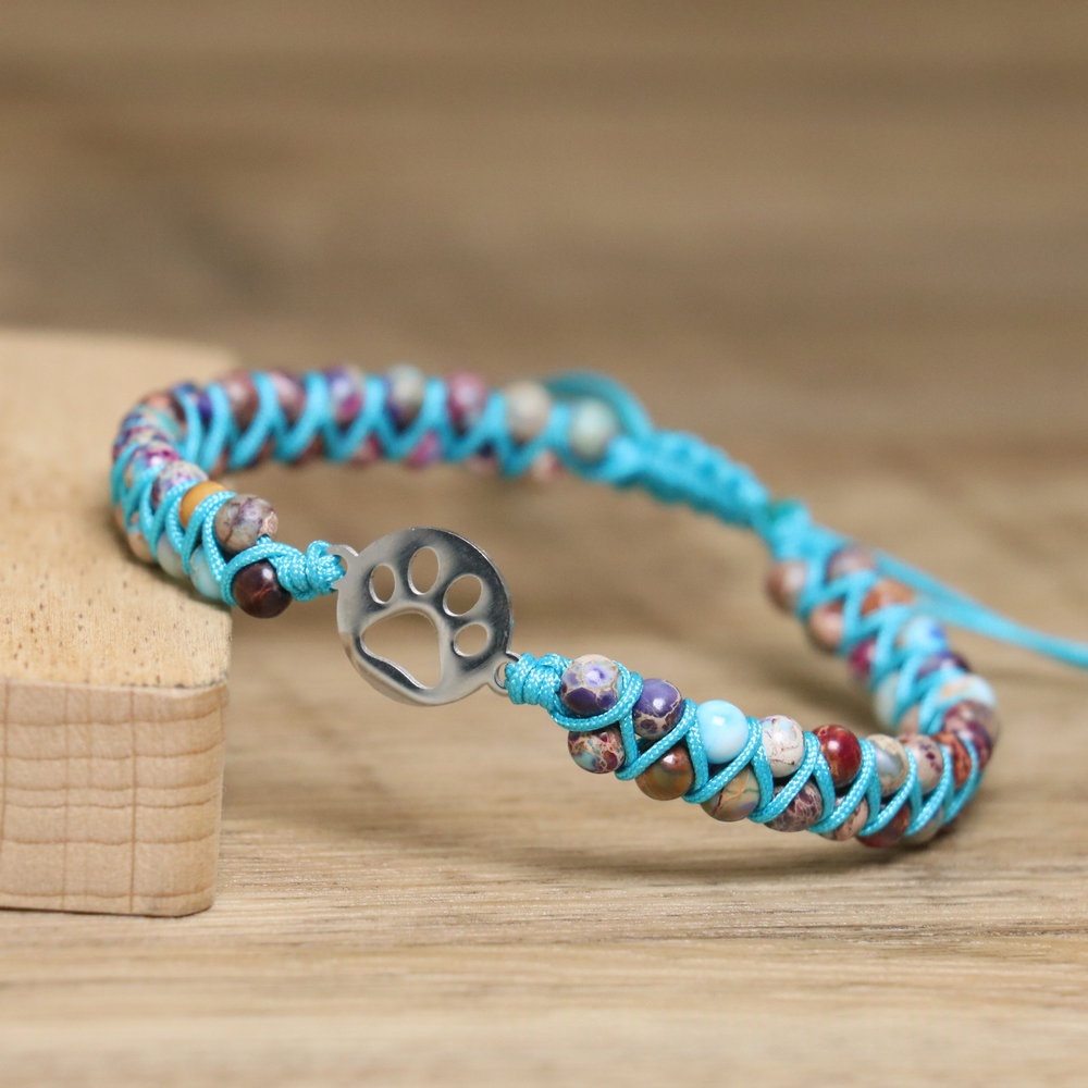 Natural Stone Turquoise Double-Strand Braided Beaded Bracelet