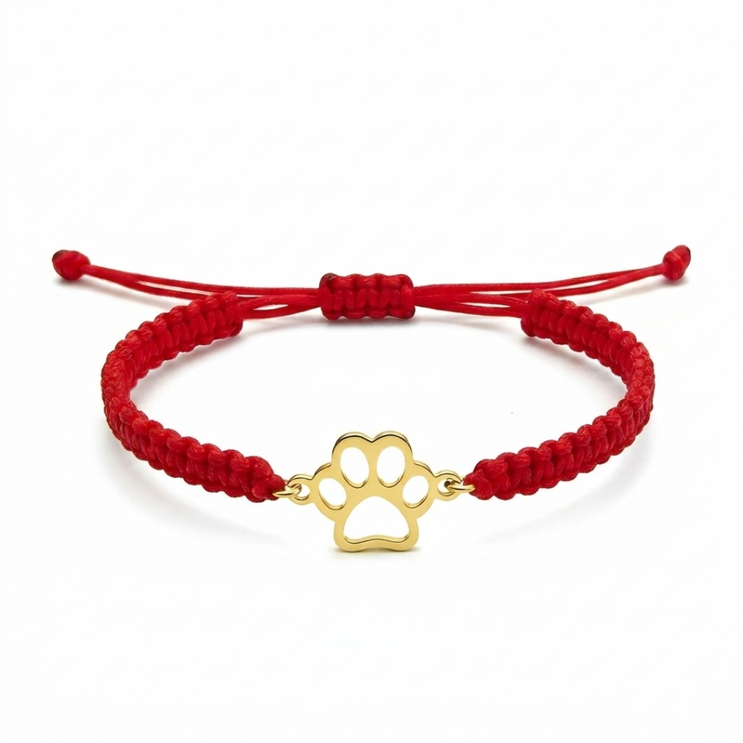 Stainless Steel Dog Paw Pendant With A Hand-woven Flat-knot Adjustable Wrist Cord